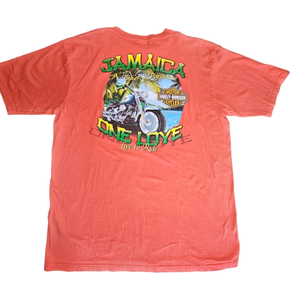 Harley Davidson Superbly Engineered Motorcycles Jamaica  Red Tee Shirt Size XXL - Picture 3 of 10